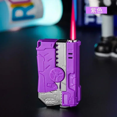 New Gas- Electric Dual Flame Gun Lighter USB Rechargeable Plasma Lighter Foldable Pistol Shaped Torch Lighter Men Smoking Tool
