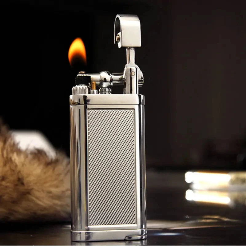 Zinc Alloy Metal Pipe Gas Lighter Refillable Cigarette Lighter Butane Oblique Briquet Gadgets