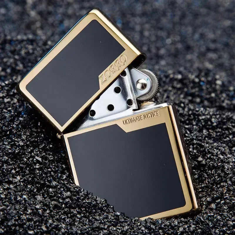 Zorro Original Copper Light Plate Gold Brushed Pure Copper Lighter Windproof Kerosene Lighter Narrow Machine Men's Cool Lighter