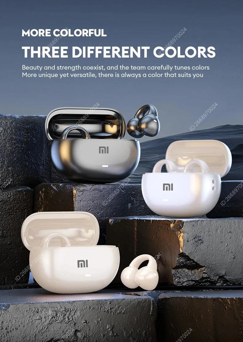 Xiaomi Bone Conduction Earphones Bluetooth 5.3 Headphones Noise Cancelling Clip-On Ear Wireless Earbuds with Long Battery Life