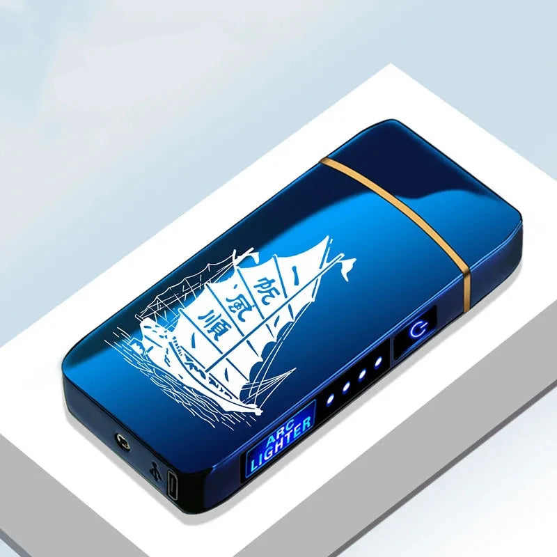 Hot Smart Windproof Electric Metal Lighter Flameless Plasma Lighter Usb Rechargeable Double Arc Led Power Display Touch Lighter