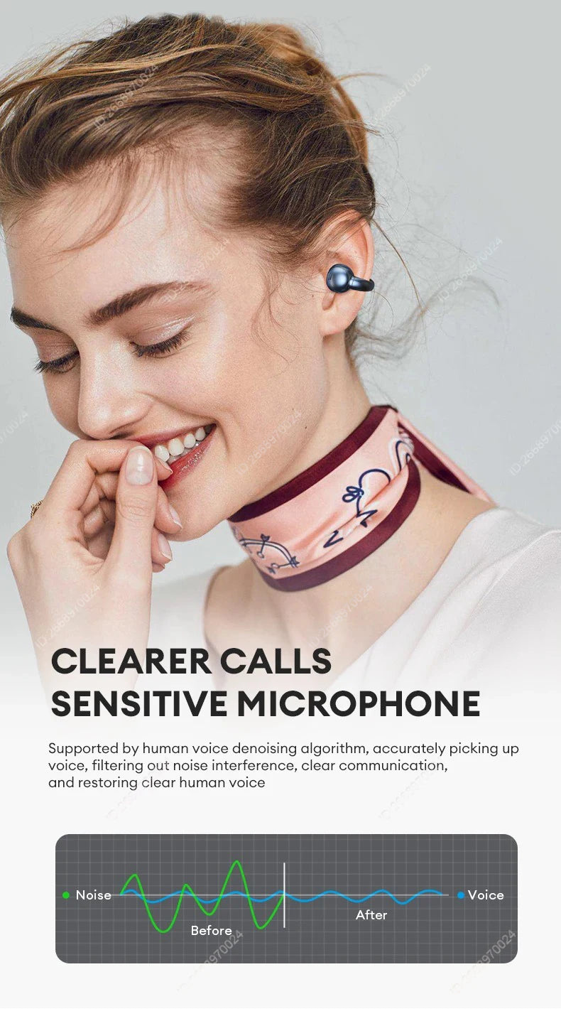 Xiaomi Bone Conduction Earphones Bluetooth 5.3 Headphones Noise Cancelling Clip-On Ear Wireless Earbuds with Long Battery Life