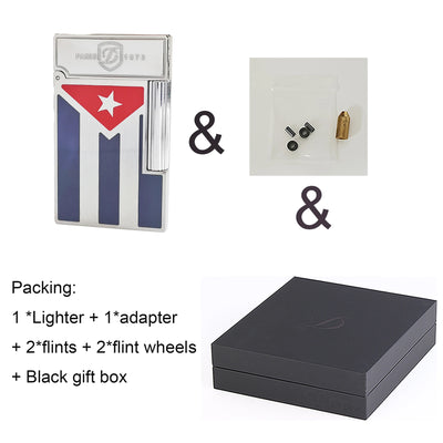 Cuba Gas Lighters Brass Lacquer Cuban Flag Smoking Accessories Tobacco Cigar Cigarette  Men Gift Collections Ding Sound