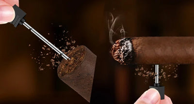Cigar Lighter 4 Jet Flame,Refillable Butane Lighter with Cigar Cutter V Cut Cigar Punch Cigar Holder Cigar Draw Enhancer