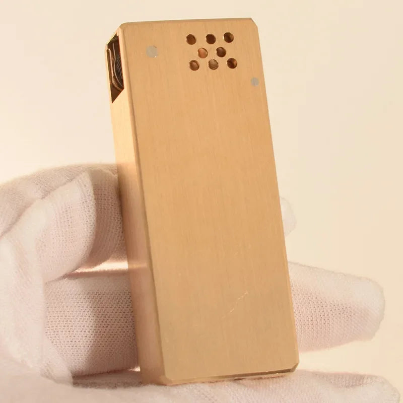 Vintage Heavy duty Trench Handmade Kerosene Lighter Brass Large Capacity Oil Tank Grinding Wheel Ignition Collection Lighters