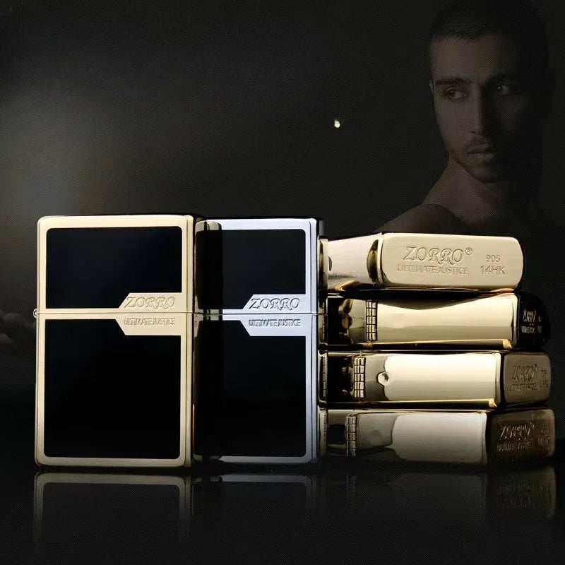 Zorro Original Copper Light Plate Gold Brushed Pure Copper Lighter Windproof Kerosene Lighter Narrow Machine Men's Cool Lighter