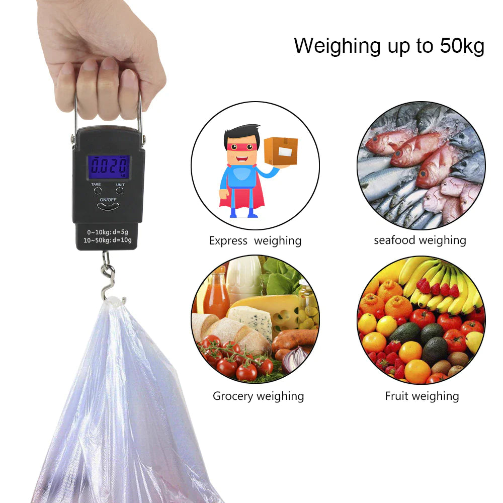 Portable Scale Travel LCD Digital Hanging Luggage Electronic 110lb / 50kg