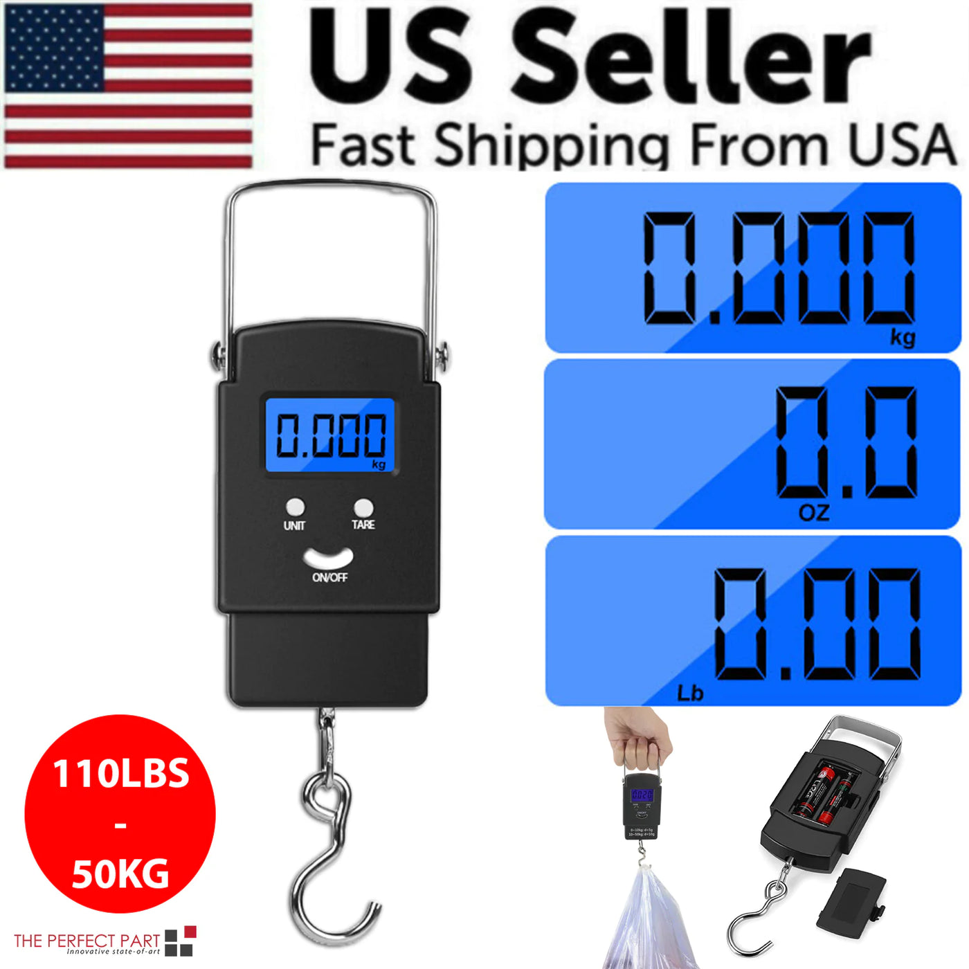 Portable Scale Travel LCD Digital Hanging Luggage Electronic 110lb / 50kg