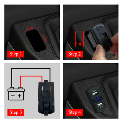 12V Dual USB Charger Socket LED Voltage Voltmeter Rocker Switch Panel Car Boat